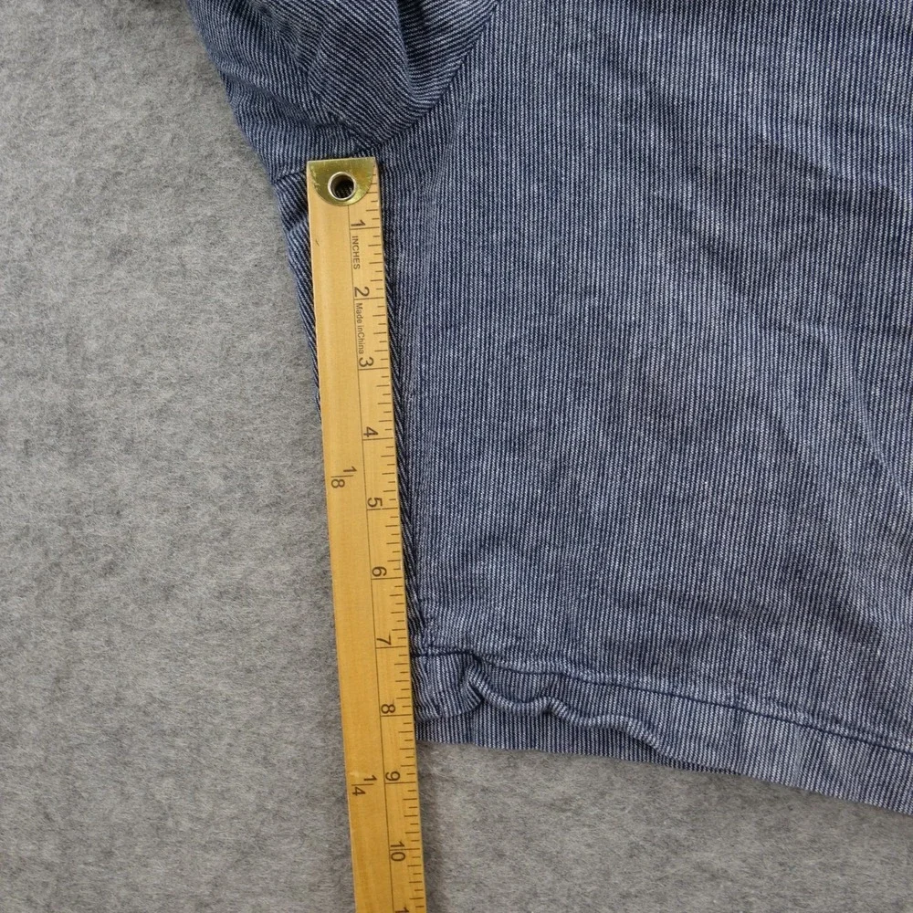 Banana Republic Mens 38 Blue Chino Linen Blend Shorts Resort Casual Pinstripe
